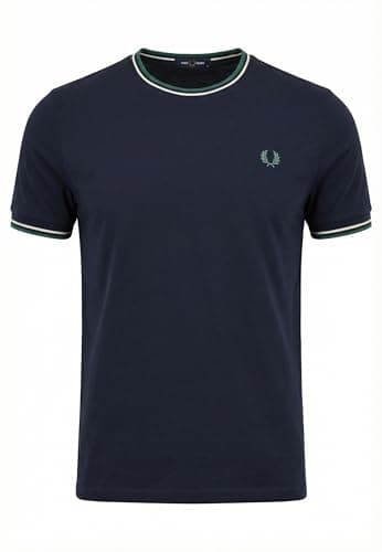 Image of Fred Perry Twin Tipped T-Shirt, Tennis Blue, Snow White, Deep Mint (UK, Alpha, L, Regular, Regular, Tennis Blue/Snow White/Deep Mint)