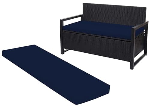 Image of Crescent Textile 100% Waterproof Garden Bench Cushion 2/3/4 Seater Outdoor Long Bench Seat Pad for Lawn & Garden, Patio, Office, Coffee Shop with Removable Cover (3 Seater 140cm x 51cm x 5cm, Navy)