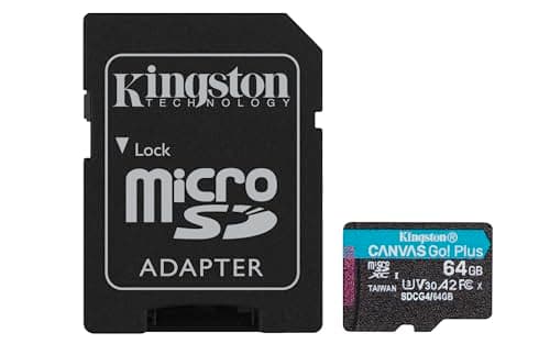Image of Kingston Canvas Go Plus microSDXC Memory Card Gen4 200MB/s A2 U3 V30 64GB Card + Adapter-SDCG4/64GB