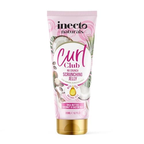 Image of INECTO Naturals Curl Club No Crunch Scrunching Jelly 200ml, Vegan & Cruelty Free Frizz Styling Curl Control Hair Gel for Curly or Wavy Hair, 100% Natural
