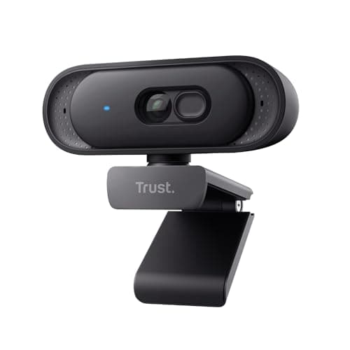 Image of Trust Ovala 2K QHD Webcam with Microphone and Privacy Cover, 75° Field of View, USB-C/USB-A, Fixed Focus Computer Camera, Digital Noise Reduction, Webcam for PC Laptop Mac Zoom Teams, Black