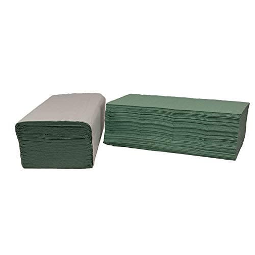 Image of 2Work 1-Ply V-Fold Hand Towels Green 12 x 300 Sheets (Pack of 3600) 2W70105