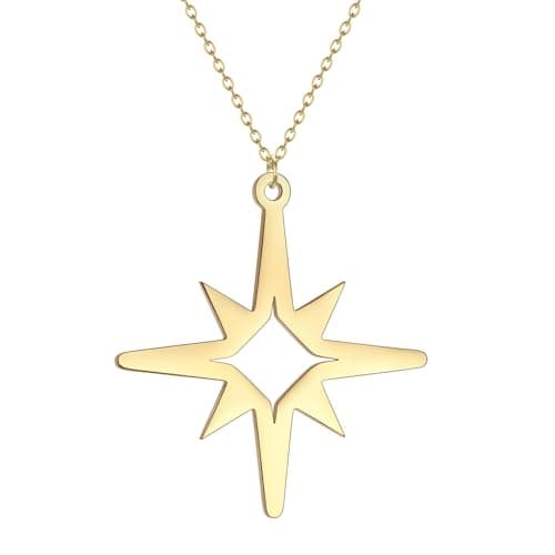 Image of Unisex Stainless Steel Handmade North Star Pendant Necklace Women Silver Minimalist Jewelry Geometric Necklace fashion gifts