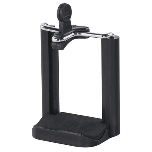 Image of Hama Smartphone Holder for Tripod and Selfie Stick (1/4 Inch Tripod Thread, Width 5.5-8.2 cm, Variable, Universal Mobile Phone Adapter for iPhones and Android Phones) Black