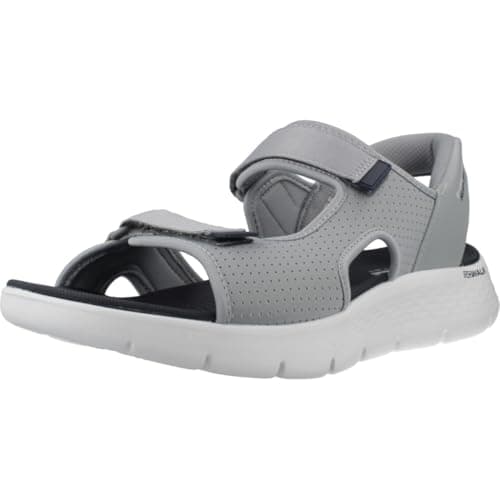 Image of Skechers Men's Go Walk Flex Sandal Easy Entry Sport, Grey and Navy Textile, 9 UK