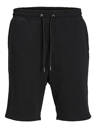 Image of JACK & JONES JJ Gordon Sweat Shorts MID 12249285, Men’s Casual Cotton Shorts, Regular Fit, Elastic Waist, Everyday Comfort, Black Colour, UK Size - L