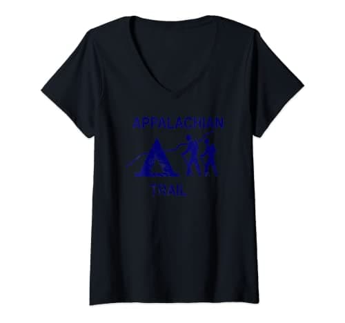 Image of Womens Appalachian-Trail-Rustic-Primitive-Classic-Blue V-Neck T-Shirt