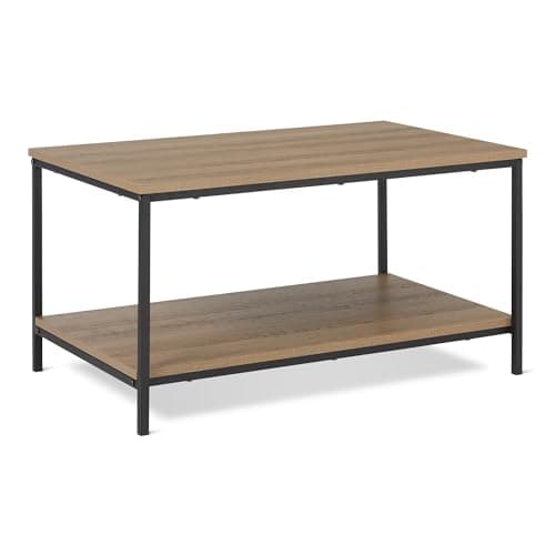 Image of Amazon Basics Coffee Table, Rectangular, with Bottom Shelf, Living Room, Center Table, Modern Style, Oak, 50.5 x 80 x 42 cm