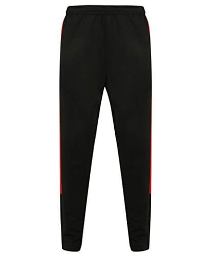 Image of Finden & Hales Knitted Tracksuit Pants LV881 - Adults Sports Activewear Trousers, Black/Red, Large