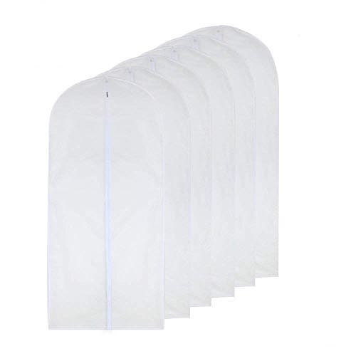 Image of HomeClean Garment Bag Clear 60 x 100cm(24'' x 40'') Suit Bag Moth Proof Garment Bags White Breathable Full Zipper Dust Cover for Suit Dance Clothes Closet Pack of 6