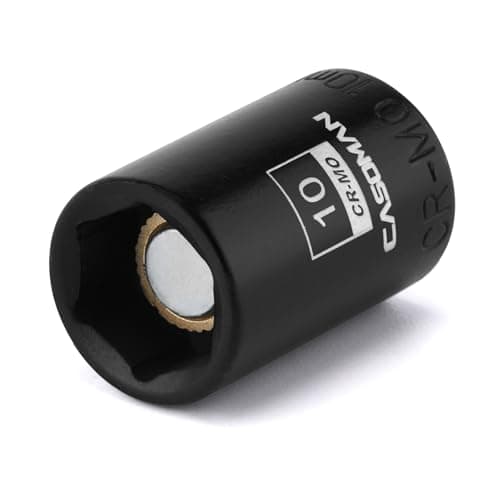 Image of CASOMAN 1/4" Drive 10mm Shallow Magnetic Impact Socket, Metric, 6-Point, CR-MO with Black Phosphate Finish