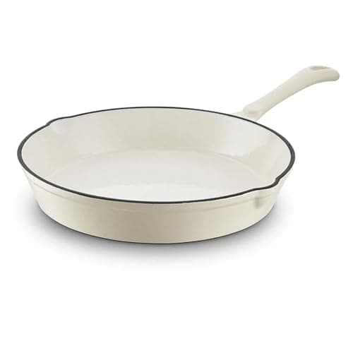 Image of Barbary & Oak BO800255CRM Cast Iron Round Fry Pan with Durable Enamel Interior, 26cm, Camembert Cream