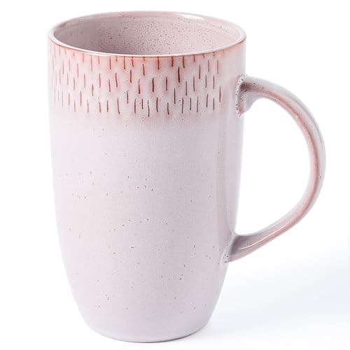 Image of TaoTaojarvie Ceramic Coffee Mugs, Extra Large, 22 oz Big Mug,Tea and Coffee Cups, Hand-painted Mugs, Large Handle, Tall Coffee Mug for Office/Home, Microwave and Diahwasher Safe. (Pink)