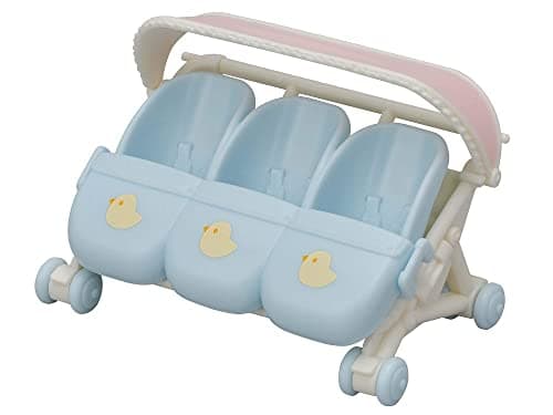 Image of Sylvanian Families Triplets Stroller, - dollhouse playset L5533, Blue