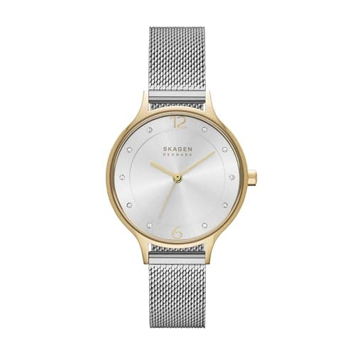 Image of Skagen Watch for Women Anita Lille, Three Hand Movement, 30 mm Gold Stainless Steel Case with a Stainless Steel Mesh Strap, SKW2340