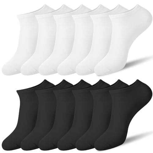 Image of Zuimei 10 Pairs Mens Trainer Socks No Show Ankle Socks Invisible Low Cut Cotton Sock Breathable Summer Sports Running Sock for Men, Size 6-10(Black&White)