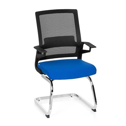 Image of hjh OFFICE Inventor V Modern Office Chair, Blue Fabric/Mesh, Lumbar Support, Armrests, 120 kg Capacity