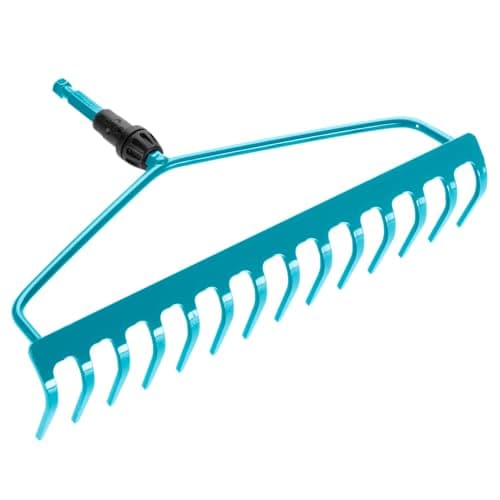 Image of Gardena combisystem Bow Rake: Robust rake with 14 tines, garden accessory for raking, working width 36 cm, double-bow construction for heavy loads, fits all cs handles (3168-20)