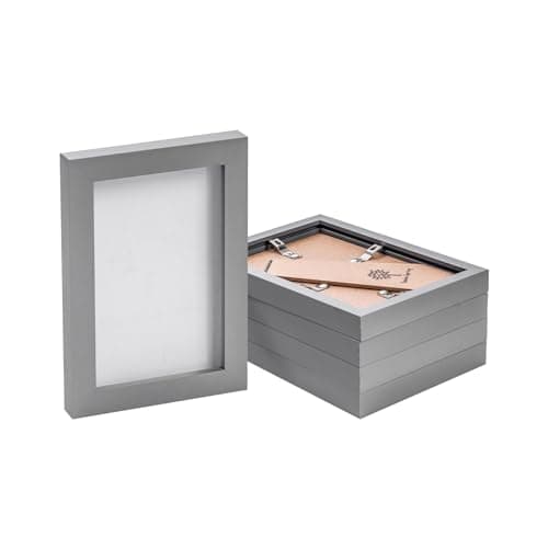 Image of Nicola Spring Photo Frames - Fits Photo Size 4 x 6 (10 x 15cm) - Pack of 5 - Grey Picture Frame Wall Mounted Small Portrait with Stand Freestanding Certificate Poster Display