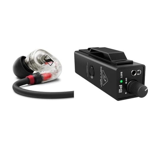 Image of Sennheiser IE 100 PRO Dynamic In-Ear Monitoring Headphones, Clear & Behringer POWERPLAY P2 Ultra-Compact Personal In-Ear Monitor Amplifier