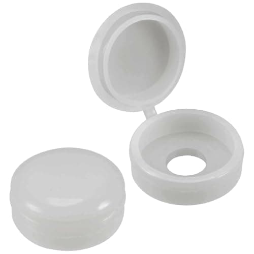 Image of Merriway® BH01144 (50 Pcs) White Plastic Screw Cup and Covers to Fit No. 6 & No. 8 Screws - Pack of 50 Pieces