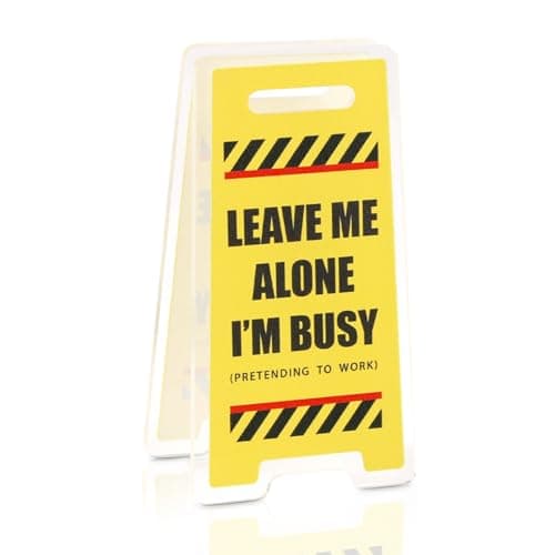 Image of Funny Work Gifts for Colleagues Leave Me Alone I'M Busy Mini Sign Fun Warning Sign Desktop Decorations Desk Plaque with Clips Funny Gift for Work Colleagues Office Anniversary Birthday