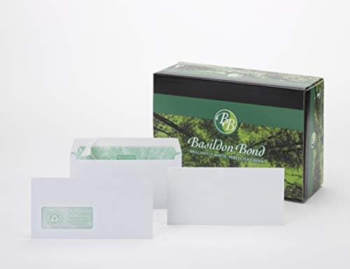 Image of Basildon Bond DL Recycled White 120gsm Peel & Seal Wallet, Box 500 Envelopes