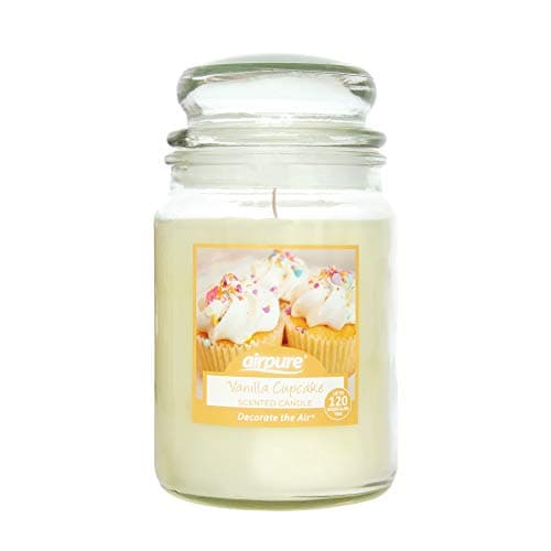 Image of AIRPURE Large Candle Scented, Vanilla Cupcake Fragrance, 18oz Jar, 120 Hour Ornamental Candles, Fill The Room with a Warm and Homey Fragrance, for The Bedroom, Bathroom, Family Room of Office