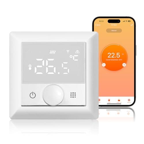 Image of KETOTEK WiFi Thermostat 16A, Room Thermostat for Electric Underfloor Heating, Digital Programmable Thermostat with NTC Probe Sensor, Compatible with Alexa Smart Life/Tuya