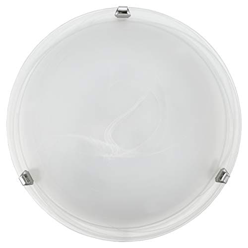Image of Eglo Ceiling lamp Salome, Classic Light Fixture, Flush-Mount Lighting for Kitchen, Living Room and Hallway, White Alabaster Glass, E27 Socket, Ø 30 cm