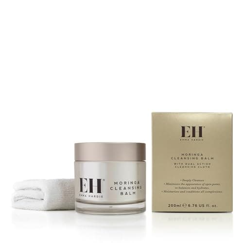 Image of Emma Hardie 200ml Moringa Cleansing Balm with Cleansing Cloth Set, No-Rinse Formula Removes Face & Eye Make Up, Moisturizes & Hydrates the Skin, Natural & Cruelty Free, for All Skin Types