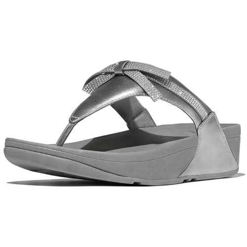 Image of Fitflop LULU GLITZ-BOW LEATHER TOE-POST SANDALS