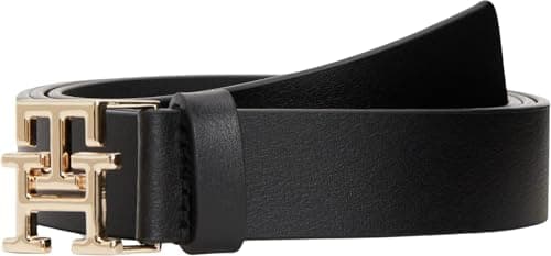 Image of Tommy Hilfiger Women’s 2.5 cm Logo Leather Belt, Black (Black), 33.5 inches