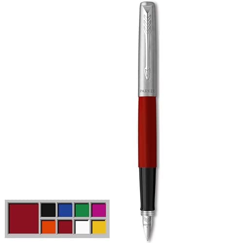 Image of Parker Jotter Originals Fountain Pen | Classic Red Finish | Medium Nib | Handwriting Pens & Stationery Supplies | Blue & Black Ink