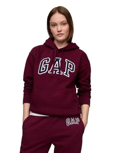 Image of GAP Women's Logo Hoodie Hooded Pull-on Sweatshirt, Ruby Wine, Medium