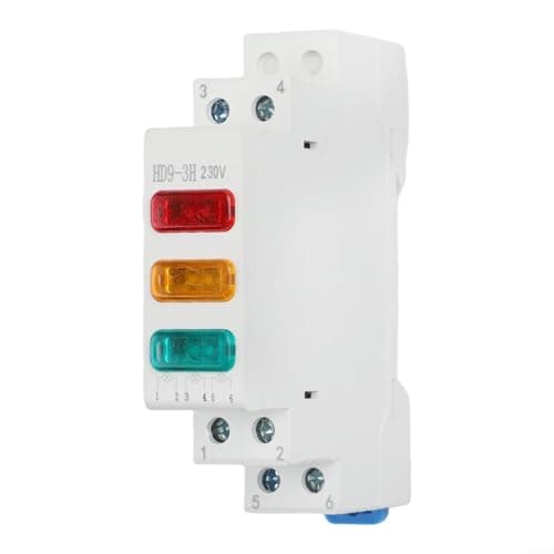 Image of Shophubio DIN Rail Indicator Light 230V AC, LED Electrical Signal Lamp for Panel Mount Applications in Industrial Automation and Control Systems(Red+Yellow+Green)