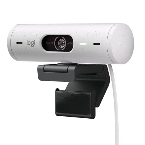 Image of Logitech Brio 500 Full HD webcam with Auto Light Correction, show Mode, Dual noise Reduction Mics, webcam Privacy Cover, Works with Microsoft Teams, Google Meet, Zoom, USB-C Cable - White