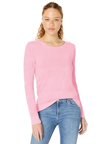 Image of Amazon Essentials Women's Long-Sleeve Lightweight Crewneck Jumper (Available in Plus Size), Light Pink, M