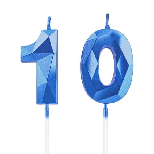 Image of 10th Birthday Candles,Sapphire Blue Number Candles Birthday Decoration, Happy Birthday Cake Toppers, for Birthday Parties Weddings Company Anniversaries