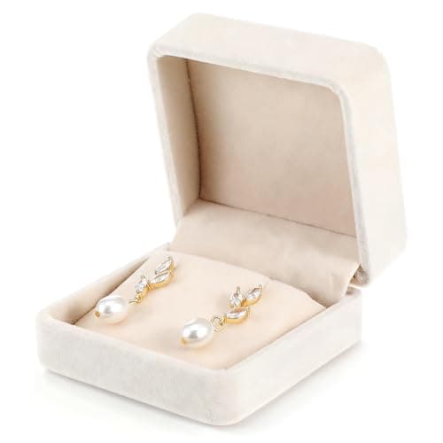 Image of MBAIYO Velvet Earring Gift Box, Elegant Small Jewelry Presentation Case for Stud Earrings Storage, Perfect Wedding Anniversary Birthday Gift