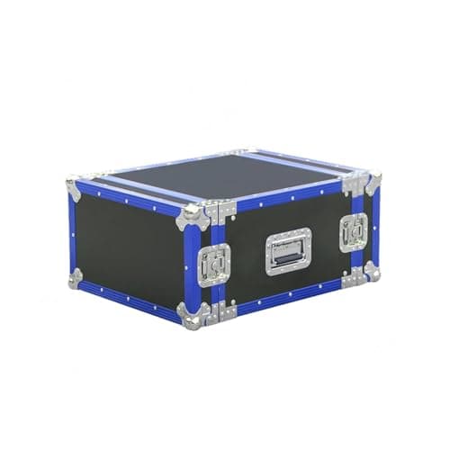 Image of DUOCAI Waterproof Dustproof Plastic Tool Box 1U 2U 3U 4U 6U Power Amplifier Flight Case Microphone Cabinet Size Aluminum Alloy Chassis Box Peripheral Flightcase(Black with blue,6U D70xW56xH34cm)