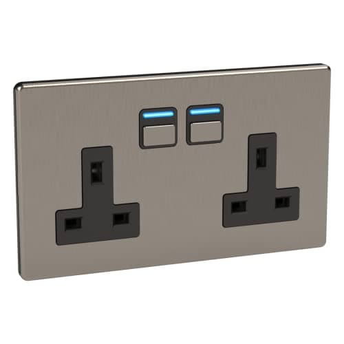 Image of Lightwave LP42MK2 Smart Socket with Energy Monitoring, 3000W, Stainless Steel - Works with Alexa, Google Assistant, HomeKit. iOS & Android Compatible