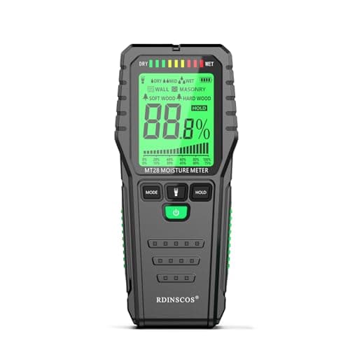 Image of RDINSCOS Damp Meter, Pinless Wood Moisture Meter Tester for Walls, Logs, Caravan, Firewoods, 4 Modes Non-Destructive Moisture Reader Mold Detector with Color LCD Display, Alerts, Auto Shut-Off (MT28)