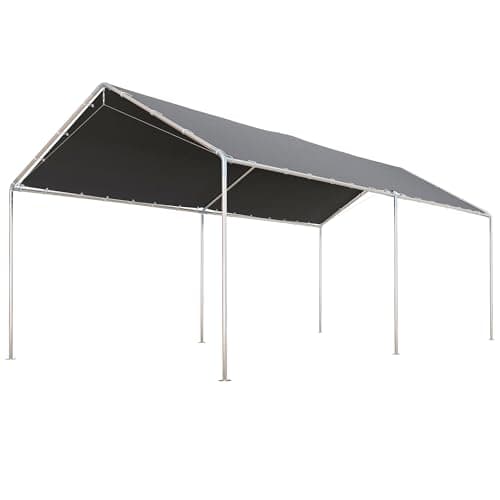 Image of Outsunny 3 x 6m Heavy Duty Carport Garage Car Shelter Galvanized Steel Outdoor Open Canopy Tent Water UV Resistant Waterproof, Grey