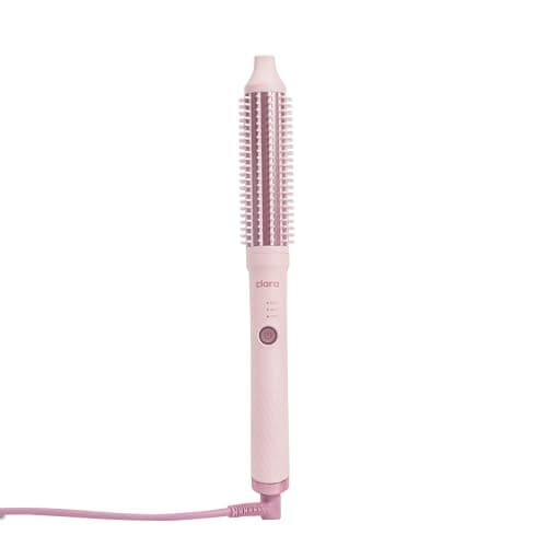 Image of Clara Anti-Frizz Ionic Slim Hot Brush 32mm Thermal Heated Round Hair Styling Brush with 5.5mm Bristles, Triple Heat Settings, 3-in-1 Blowout, Wave & Smooth Finish Styling Tool – Pink