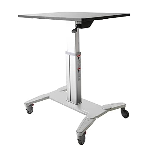 Image of StarTech.com Mobile Standing Desk - Portable Sit Stand Ergonomic Height Adjustable Cart on Wheels - Rolling Computer/Laptop Workstation Table with Locking One-Touch Lift for Teacher/Student (STSCART)