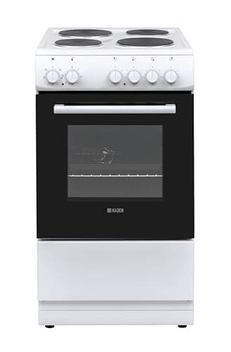 Image of Haden HES50W Electric Cooker – Freestanding 52 Litre Cooker with 4 Solid Plate Rings - Single Cavity Oven - 50cm, White