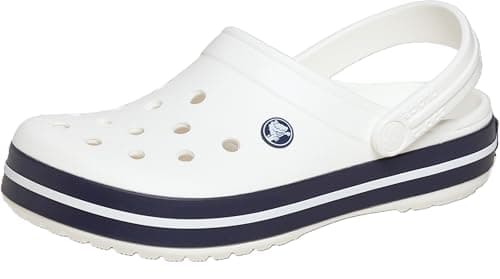 Image of Crocs Unisex Adult, Crocband, White/White/Navy, 11 UK Men