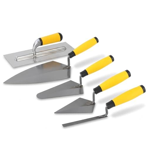 Image of 5Pcs Professional Builder Trowel Set | Bricklayer & Masonry Tools Kit with Soft Grip Handles – Plastering, Mortar, Cement, and Bricklaying