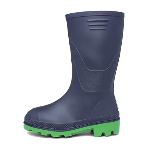 Image of Shoe Zone - Kids Navy & Lime Green Tall Welly Size 10-6 - Size 5 UK - Blue